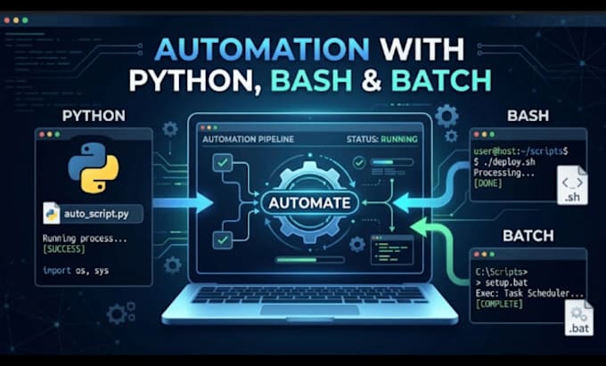 automate your tasks using python, bash, batch, and powershell