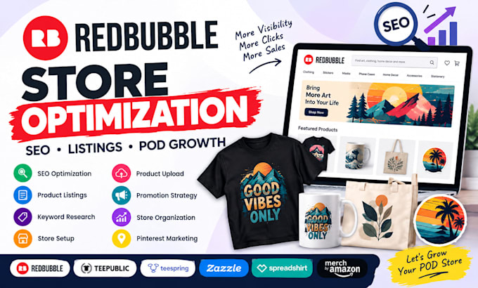 optimize your redbubble store with SEO and print on demand