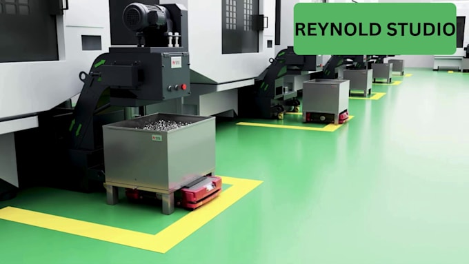 create 3d production line animation, industrial factory animation
