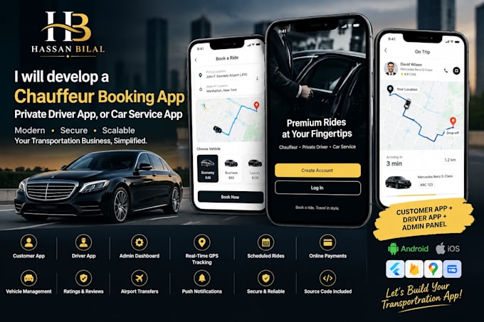 develop a chauffeur booking app, private driver app, or car service app
