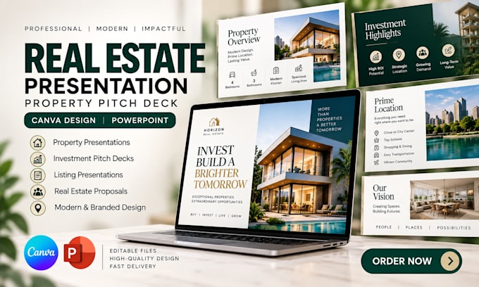design real estate presentation property pitch deck canva design powerpoint