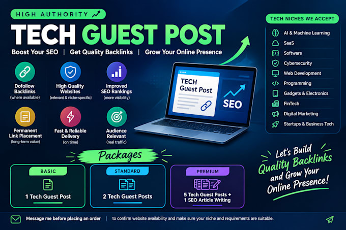 your guest post on high authority technology website