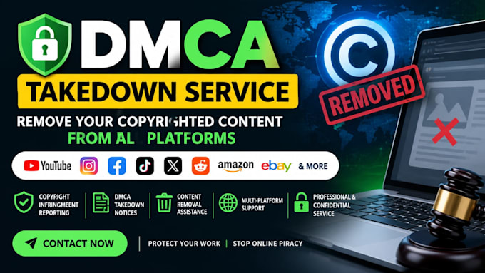 remove copyright violating content on reddit,yt,fb,ig,x,google under dmca