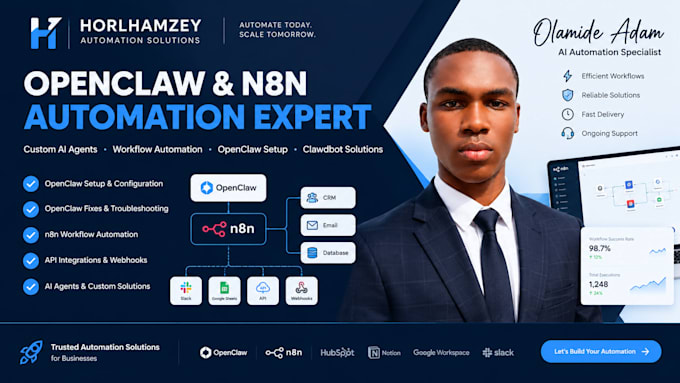 claw n8n ai automation, crm workflow, ai agent, open claw setup, api integration