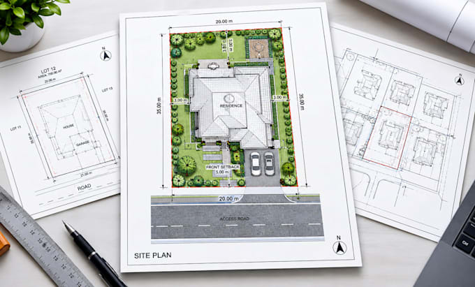 create professional 2d site plan, plot plan and property plan in autocad