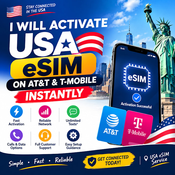 activate USA esim on att and t mobile instantly