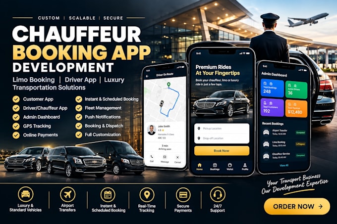 develop chauffeur booking app, limo booking app and driver app