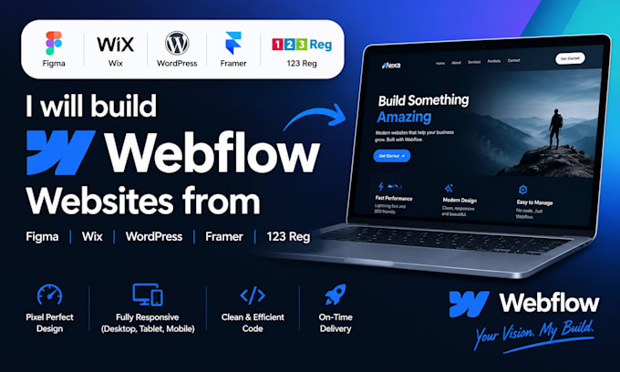 be your webflow expert develop figma wix wordpress framer 123 reg sitew website