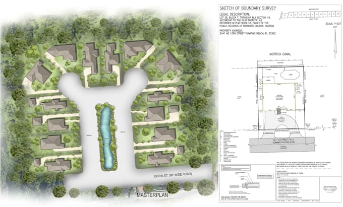 render architectural site plan, floor plan layout and master plan