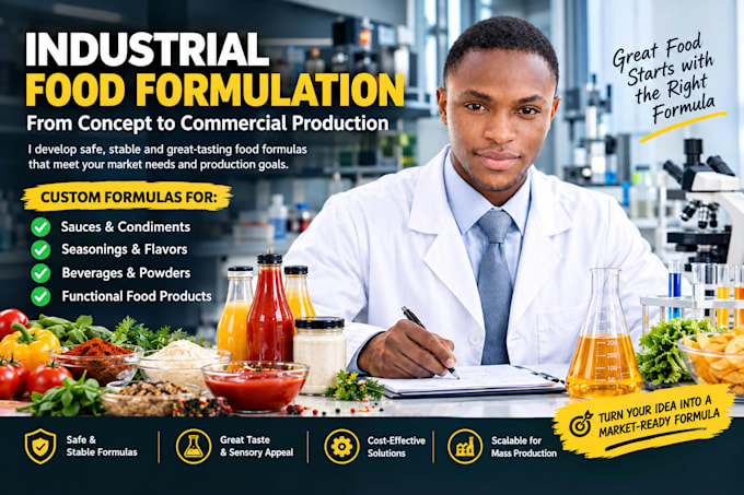 develop commercial food products, formulations and production processes