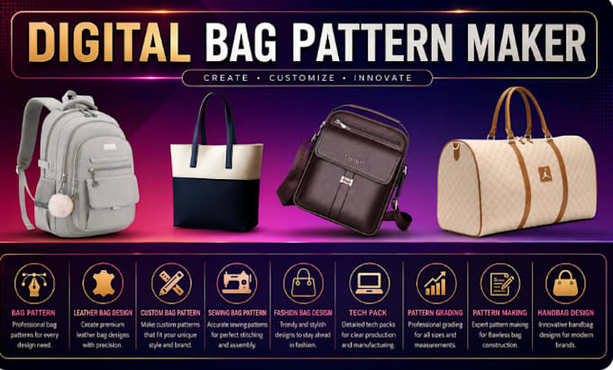 do pattern for tote handbag backpack saddle bag design for manufacturing