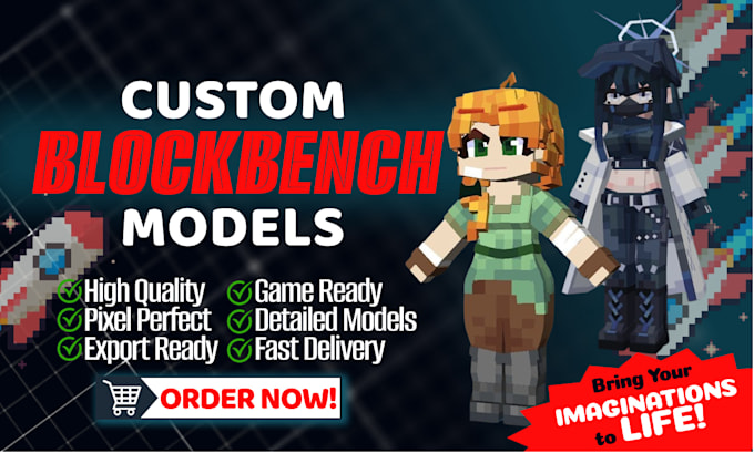 create custom minecraft blockbench 3d models and animations