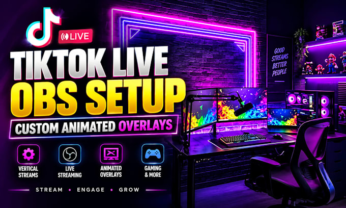 setup tiktok live with obs and professional animated overlays