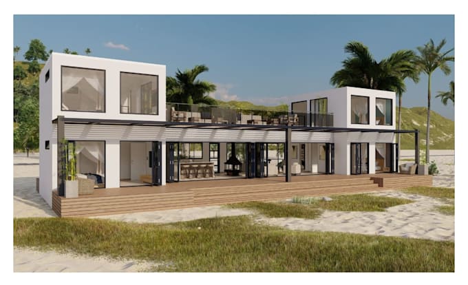 premium container home design and 3d renders