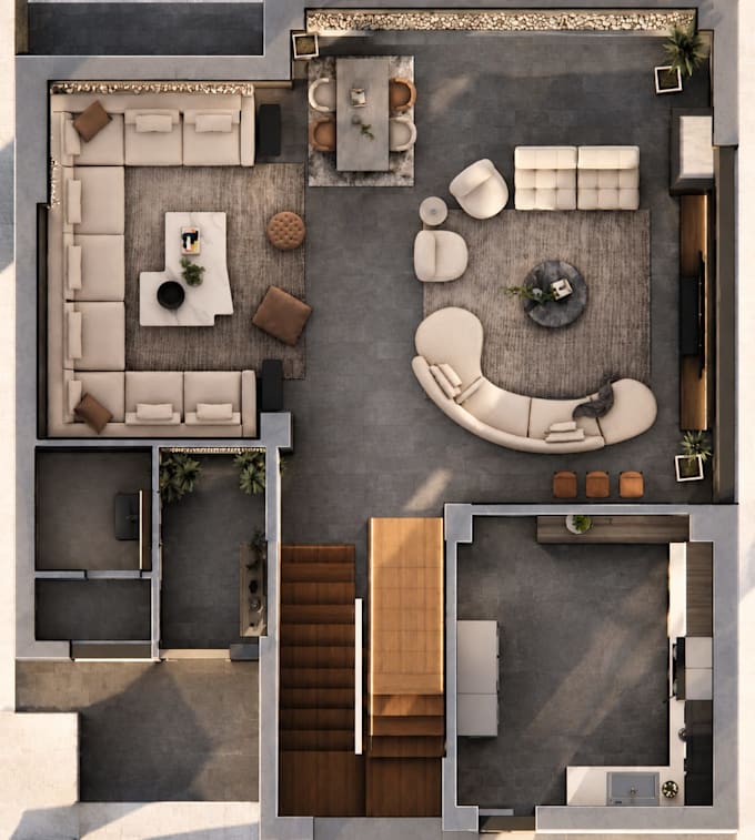 create a realistic 3d floor plan render for your house