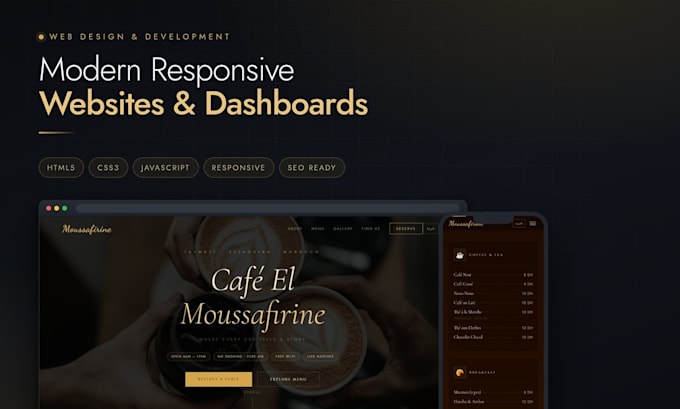 build a modern responsive website or custom dashboard