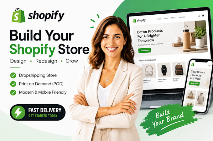 shopify website design or redesign shopify dropshipping store shopify pod