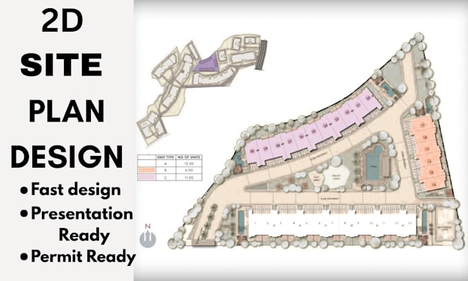 design 2d site plan, plot plan, landscape plan and site layout