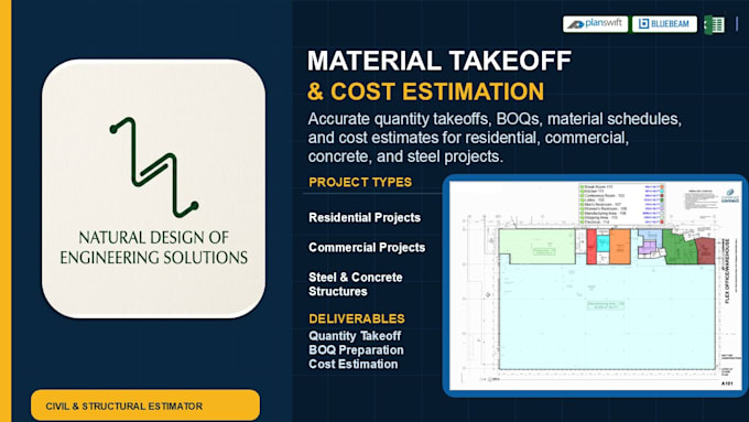 do boq, material takeoff and construction estimate for you
