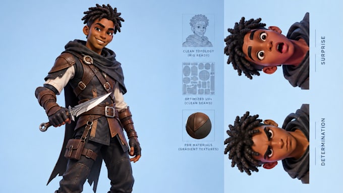 create stylized 3d cartoon character models for games, animation and 3d printing
