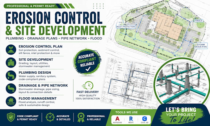 do drainage plan, stormwater plan, plumbing, site development, erosion plan