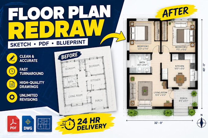 redraw your floor plan from sketch, pdf, or blueprint