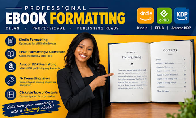 fix ebook formatting, kindle formatting, epub conversion and amazon KDP files
