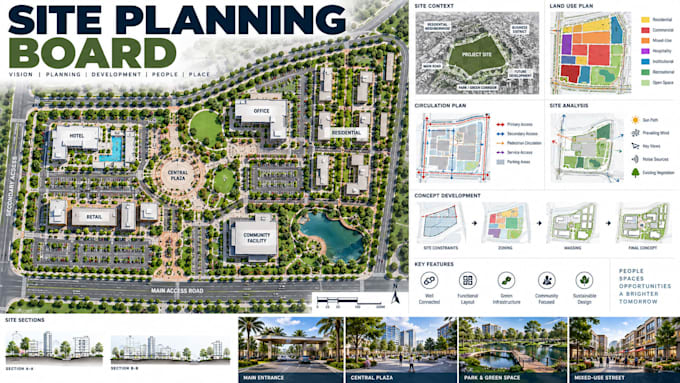 design site planning presentation boards development site concepts