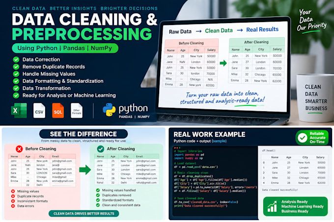 clean, preprocess, and prepare your data using python