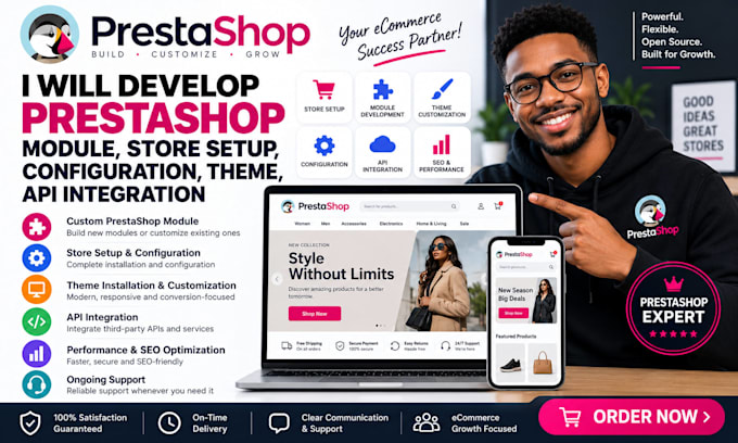 develop prestashop module, store setup, configuration, theme, api integration