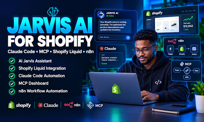 build setup jarvis ai shopify liquid integration claude code mcp dashboard n8n
