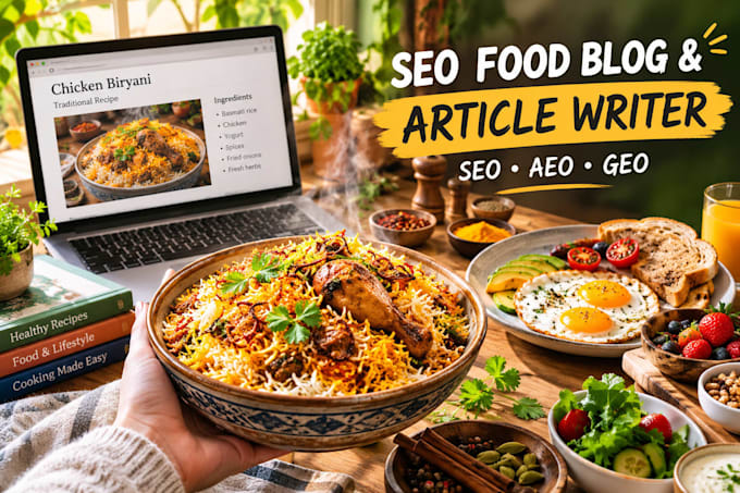 write your SEO food blogs and articles as your writer