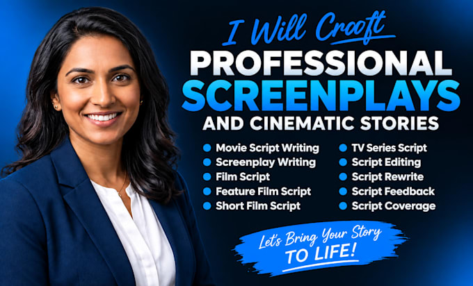 craft professional screenplays, cinematic movie scripts, film script
