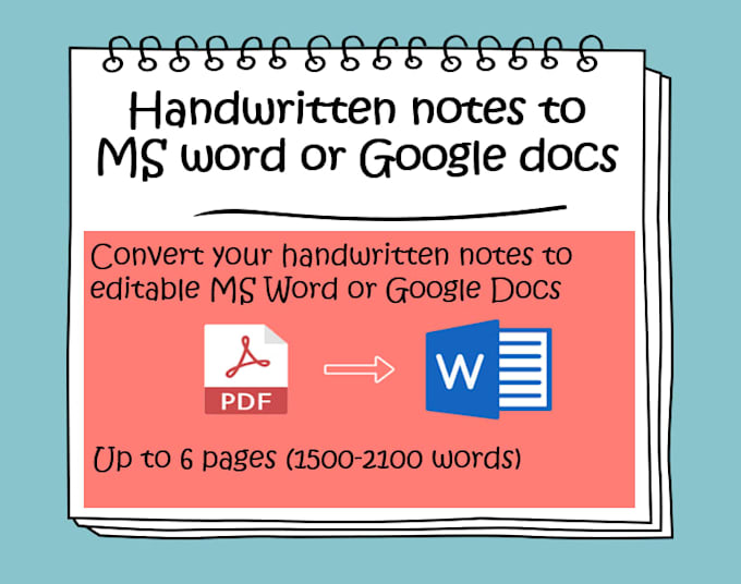 copy typing from handwritten notes to ms word or google docs