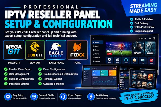 setup premium reseller panel system with mega ott, lion ott, eagle panel, foxx