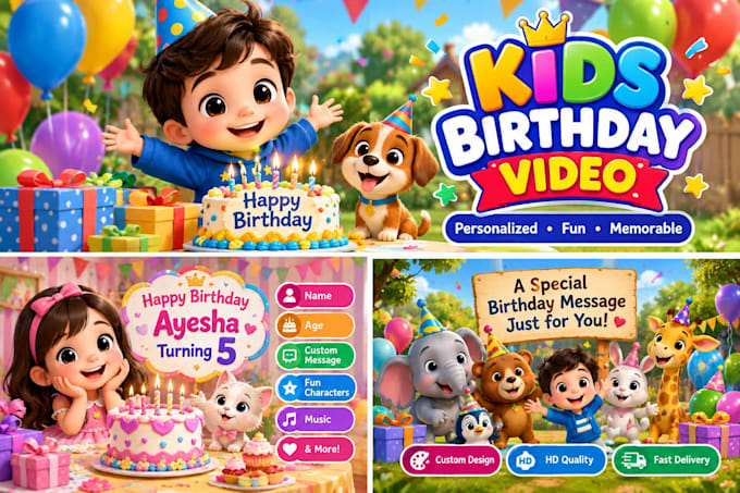 create a cute animated birthday video for kids