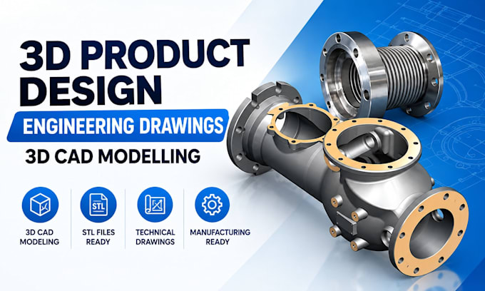 design 3d cad model, 2d technical drawing and dxf file for manufacturing
