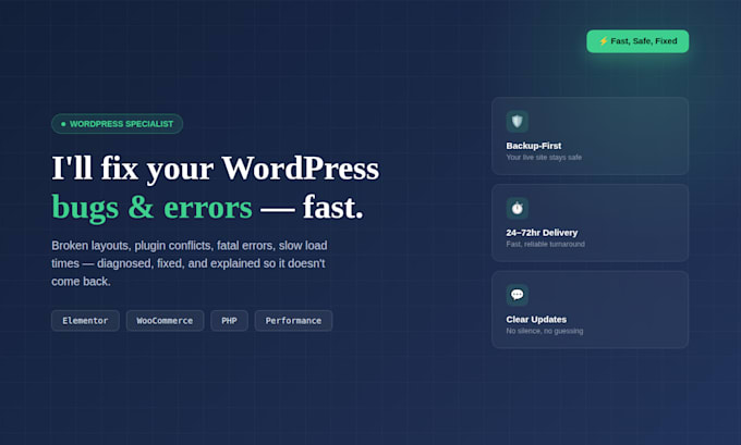 fix wordpress bugs, errors, and small issues fast