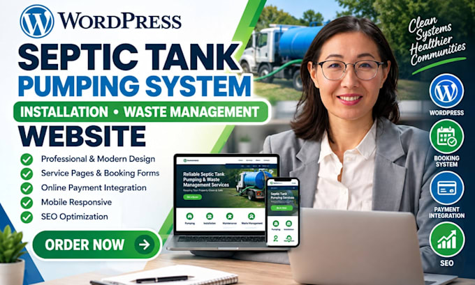 build wordpress septic tank pumping system installation waste management website
