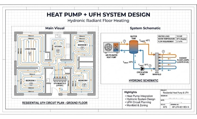 design hydronic radiant floor heating with heat pump