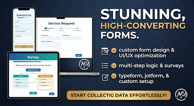 design high converting online forms, multi step surveys, and typeforms