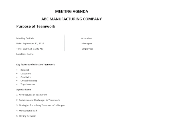 create meeting agendas and meeting minutes
