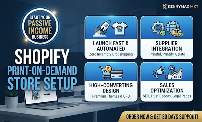 create shopify dropshipping print on demand website and store
