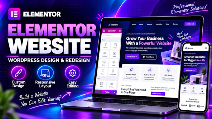 build wordpress website development and design with elementor pro