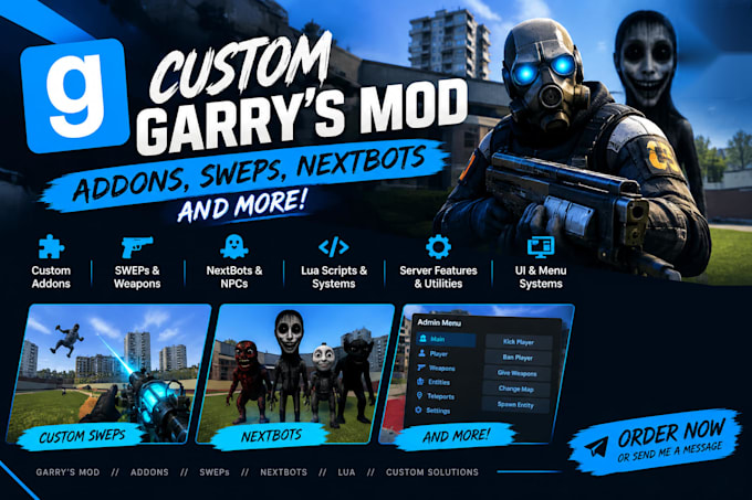 create custom garrys mod addons, sweps, nextbots and scripts