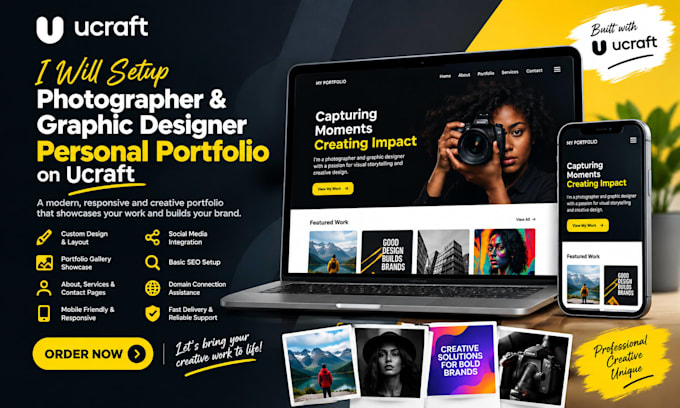 setup photographer graphic designer personal portfolio creative ucraft website