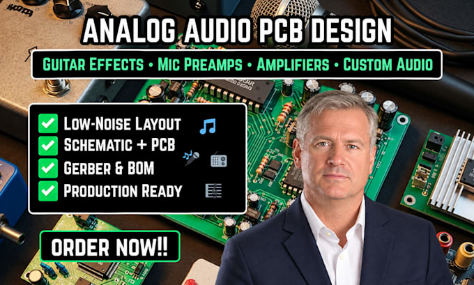 analog audio pcb design for guitar effects,mic preamp,amplifier and audio device