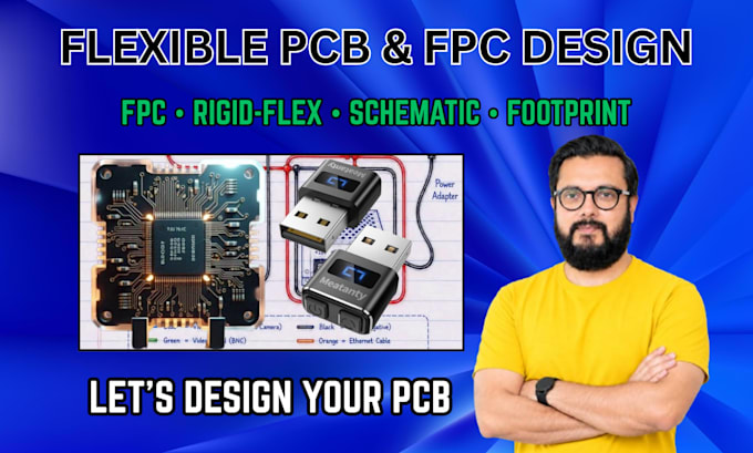 design flexible pcb, fpc, rigid flex pcb schematic footprint