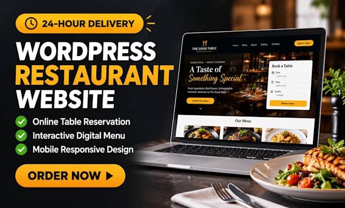 build a wordpress restaurant website with online table reservation in 24 hours