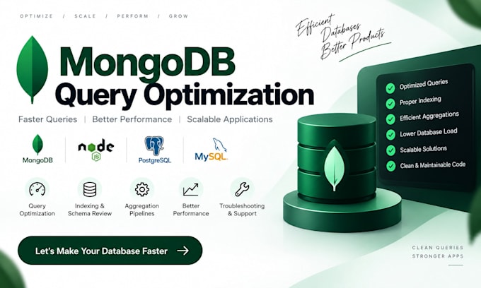 optimize mongodb, mysql and postgresql queries and databases